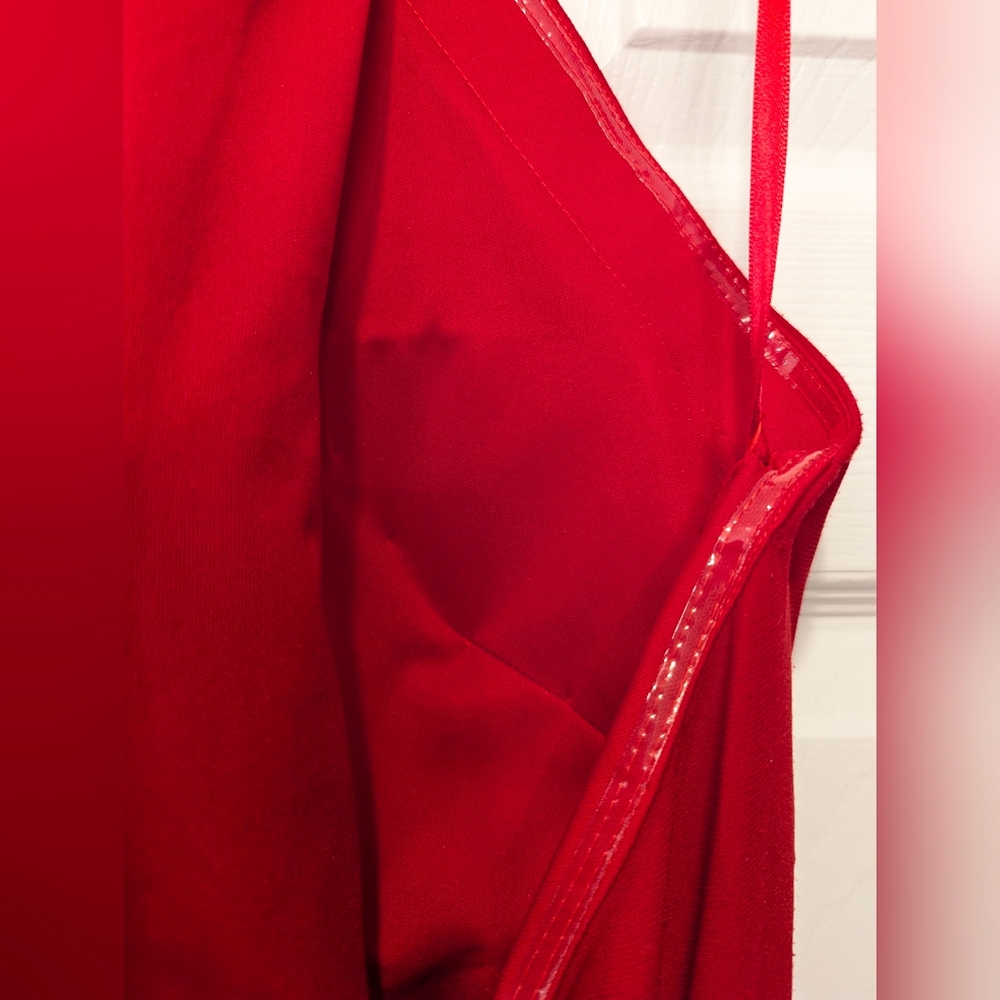NWT Ieena For Mac Duggal Red Halter high slit long maxi dress rhinestone gown 8 - Picture 15 of 16